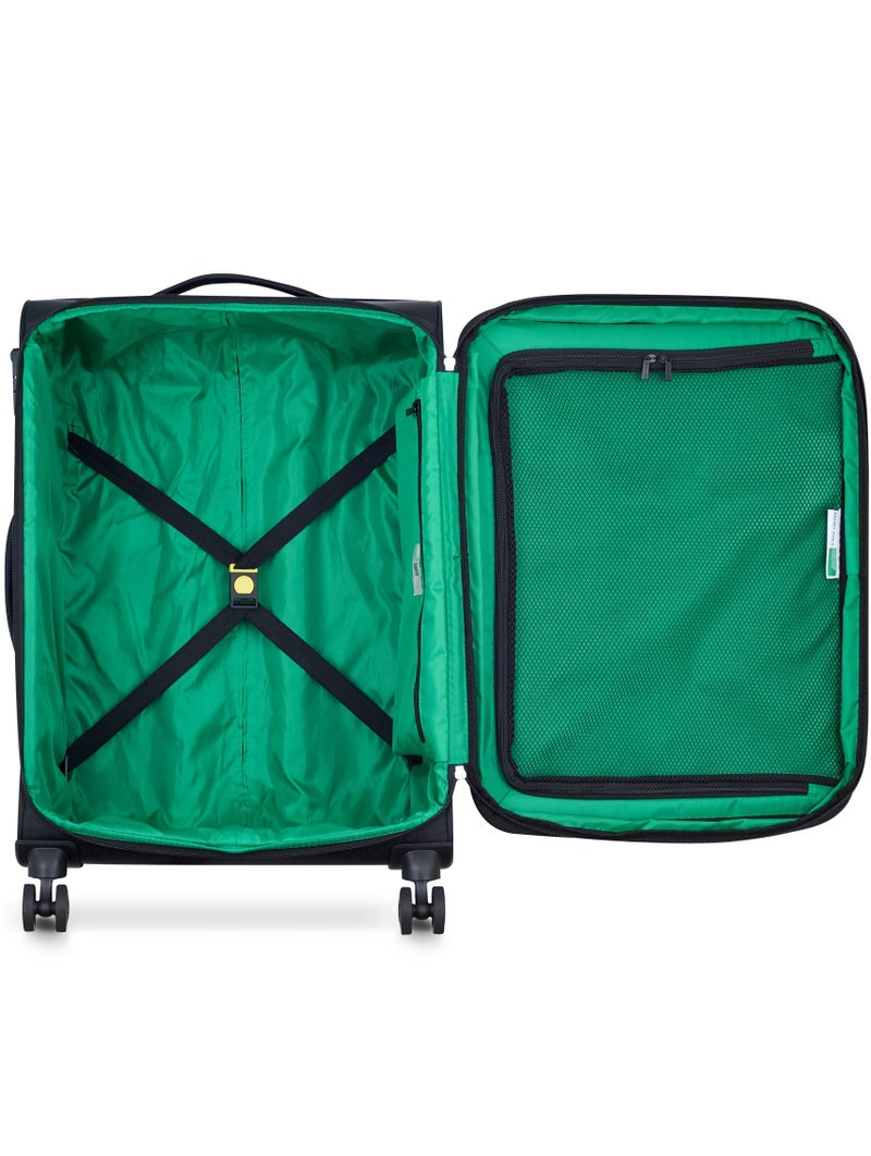 UNITED COLORS OF BENETTON Color Block 69 Cm 4 Double Wheeled Softside Expandable Check-In Luggage Trolley Case - Black - Image 3